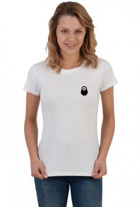 koszulka "матрёшка z wąsem", damska, biała