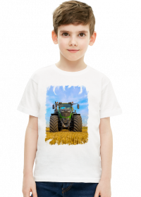 Koszu z traktorem FENDT na ściernisku