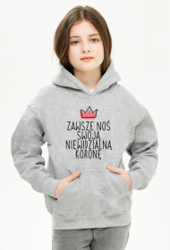 Szara bluza z kapturem dla dziewczynki KORONA