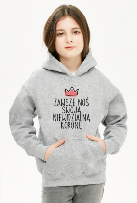 Szara bluza z kapturem dla dziewczynki KORONA