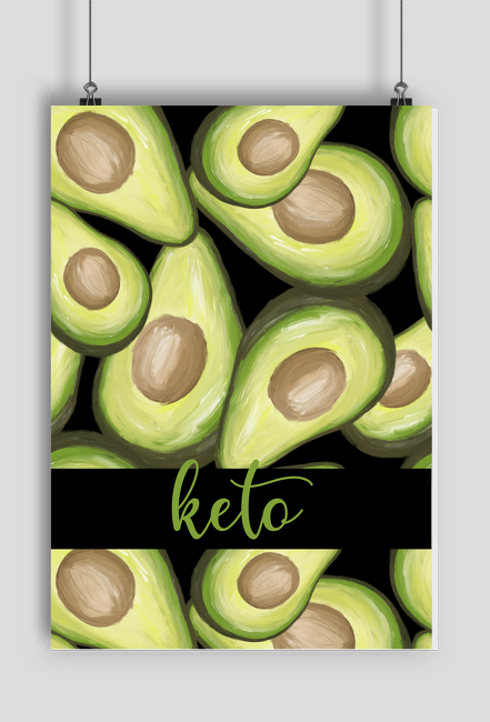 Plakat do kuchni z awokado i napisem keto