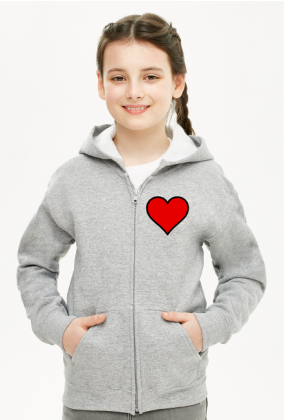 Bluza dziecieca rozpinana z kapturem i kieszeniami Serce