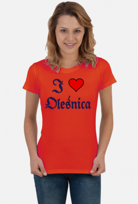 Damska koszulka t-shirt z krotkim rekawkiem I love Olesnica