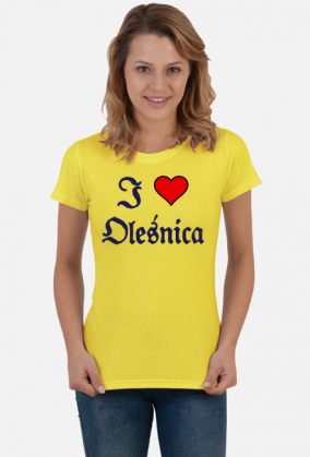 Damska koszulka t-shirt z krotkim rekawkiem I love Olesnica