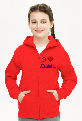 Bluza dziecieca rozpinana z kapturem I love Olesnica