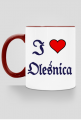Kubek z kolorowym uchem I love Olesnica