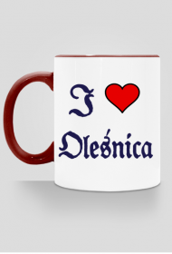 Kubek z kolorowym uchem I love Olesnica