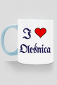 Kubek z kolorowym uchem I love Olesnica