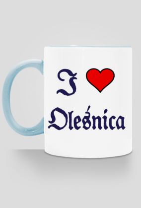Kubek z kolorowym uchem I love Olesnica
