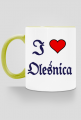 Kubek z kolorowym uchem I love Olesnica