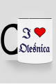 Kubek z kolorowym uchem I love Olesnica
