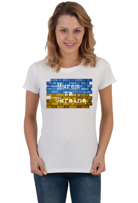 Murem za Ukrainą [damska koszulka z nadrukiem]