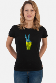 T-shirt damski "Solidarni z Ukrainą" - symbol sprzeciwu wobec wojnie w Ukrainie (czarny)