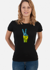 T-shirt damski "Solidarni z Ukrainą" - symbol sprzeciwu wobec wojnie w Ukrainie (czarny)