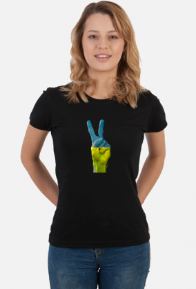 T-shirt damski "Solidarni z Ukrainą" - symbol sprzeciwu wobec wojnie w Ukrainie (czarny)