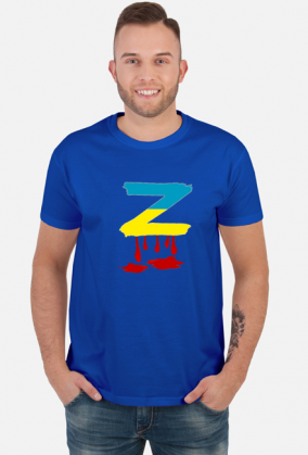 T-shirt męski z krwawiącą literą "Z" w kolorach flagi Ukrainy - przeróbka rosyjskiego symbolu poparcia dla wojny w Ukrainie (czarny)