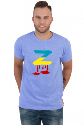 T-shirt męski z krwawiącą literą "Z" w kolorach flagi Ukrainy - przeróbka rosyjskiego symbolu poparcia dla wojny w Ukrainie (czarny)