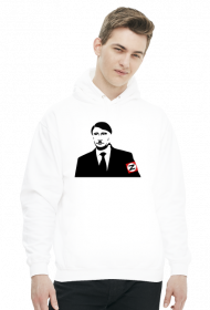 Bluza z kapturem męska Vladimir Putin jako Adolf Hitler (biała)