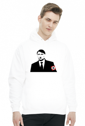 Bluza z kapturem męska Vladimir Putin jako Adolf Hitler (biała)