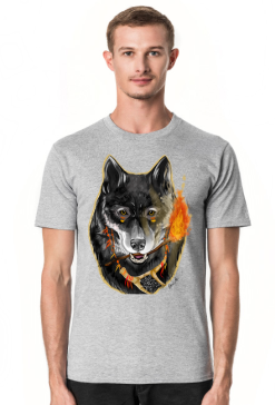 T-shirt męski z ilustracją Tribal Spirits - Wilk autorstwa Erink