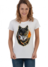 T-shirt damski z ilustracją Tribal Spirits - Wilk autorstwa Erink
