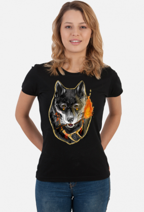 T-shirt damski z ilustracją Tribal Spirits - Wilk autorstwa Erink