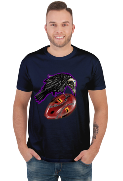 T-shirt męski z ilustracją Tribal Spirits - Wrona autorstwa Erink