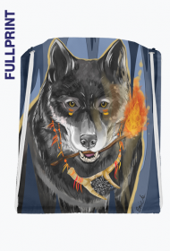 Plecak-worek Fullprint z ilustracją Tribal Spirits - Wilk autorstwa Erink