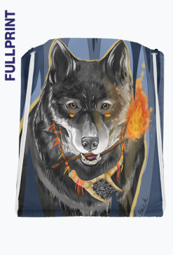 Plecak-worek Fullprint z ilustracją Tribal Spirits - Wilk autorstwa Erink