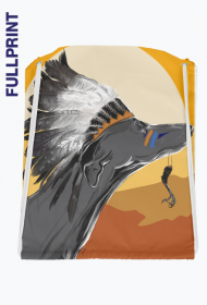 Plecak-worek Fullprint z ilustracją Tribal Spirits - Pies autorstwa Erink