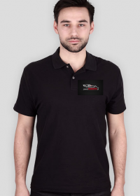koszulka polo czarna logo motorsport fan