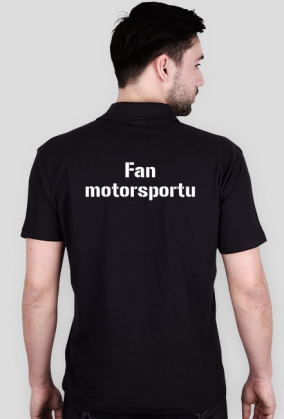 koszulka polo czarna logo motorsport fan