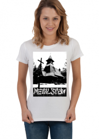Koszulka damska Metal Stein Production - Kościół (Biała)