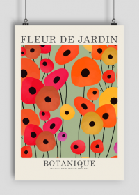 Kolorowy plakat botaniczny z kwiatami Fleur de Jardin
