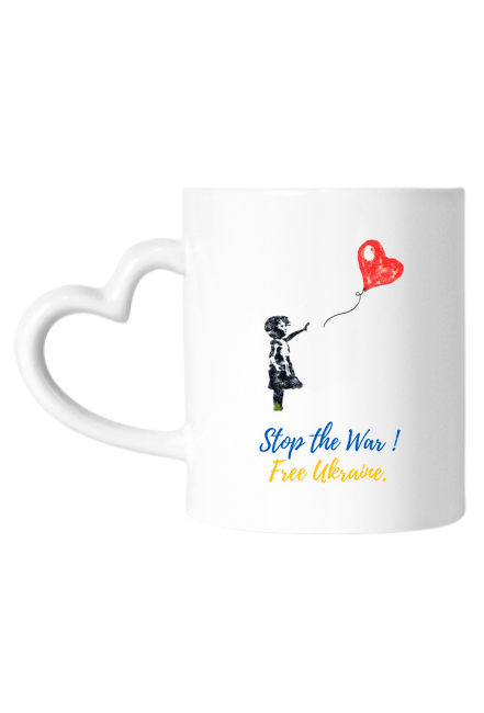Kubek z uchem w kształcie serca Sercem z Ukrainą 001 - Ukraina