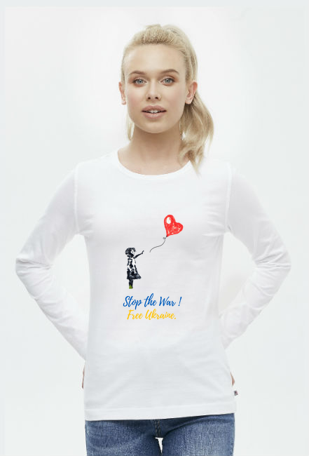 Damska Koszulka z Długim Rękawem Sercem z Ukrainą 001 - Ukraina
