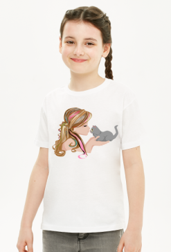 T-shirt "dziewczynka z kotkiem"