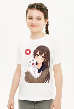 T-shirt "girl with cat"