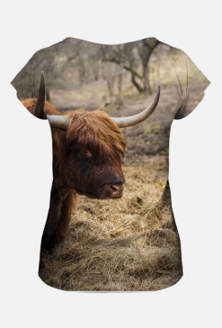 T-shirt damski - szkocka krowa