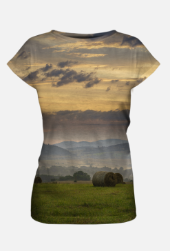 T-shirt damski - wiejski poranek