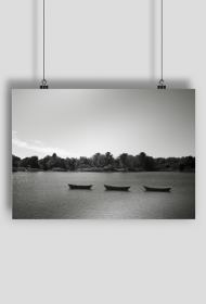 Plakat Trzy Łódki czarno-biały