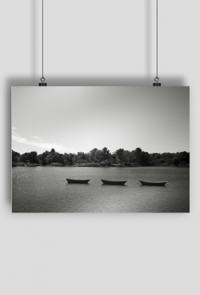 Plakat Trzy Łódki czarno-biały