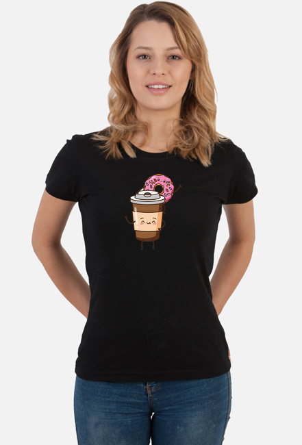 Kawaii kawa i pączek - koszulka damska