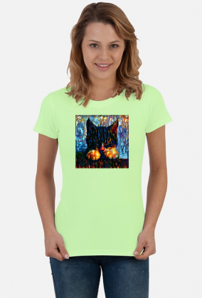 Sleeping cat art paint t-shirt