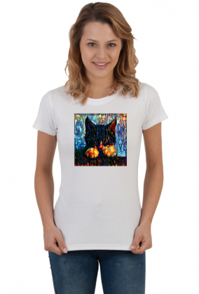 Sleeping cat art paint t-shirt