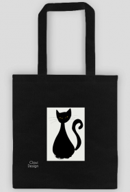 Torba na ramię z kotem - czarna