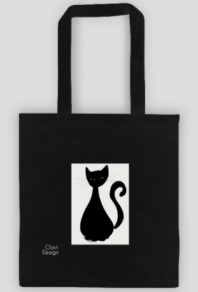 Torba na ramię z kotem - czarna