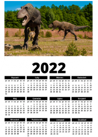 Kalendarz scienny 2022 pionowy A1 jednokartkowy Kraina Dinozaurow 1