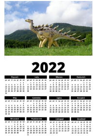 Kalendarz scienny 2022 pionowy A1 jednokartkowy Kraina Dinozaurow 2