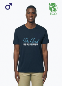 Koszulka męska z krótkim rękawem (ekologiczna - granatowa z napisem)